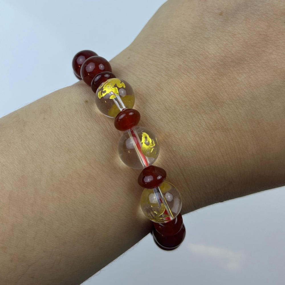 Chinese Glass Beads Stone Bracelet N223-49